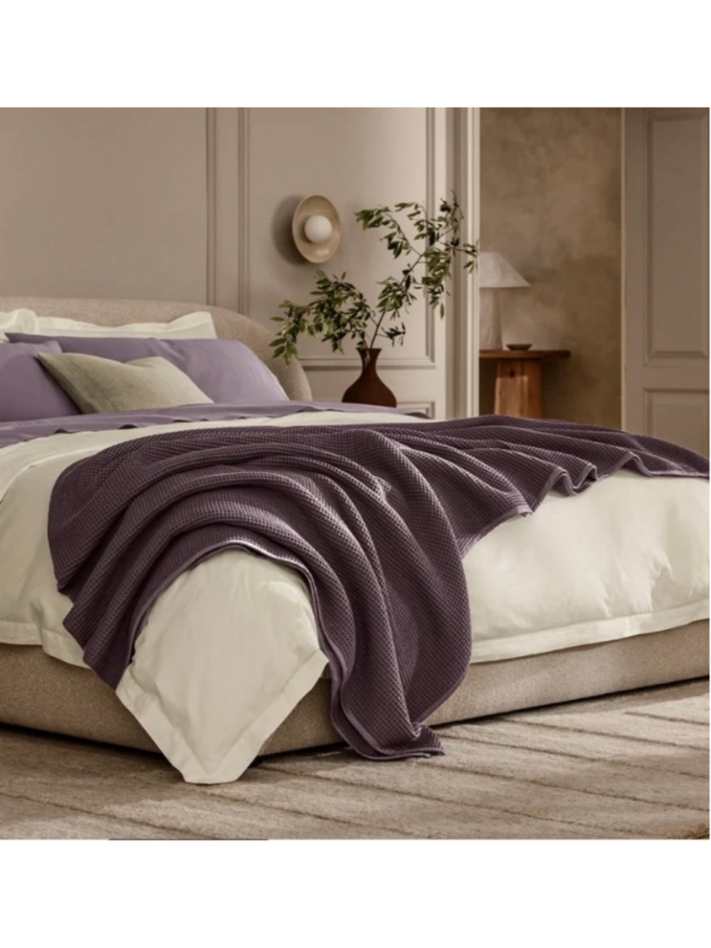 BOLL & BRANCHES Organic Cotton Waffle Bed Blanket (Sz Queen / Full) - Picture 2 of 8